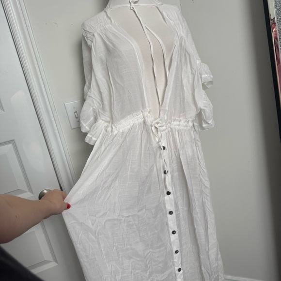 NEW Sheer Button-Down Cover-Up Kaftan Boho Kimono Coastal Cowgirl prarie Os - Picture 6 of 12